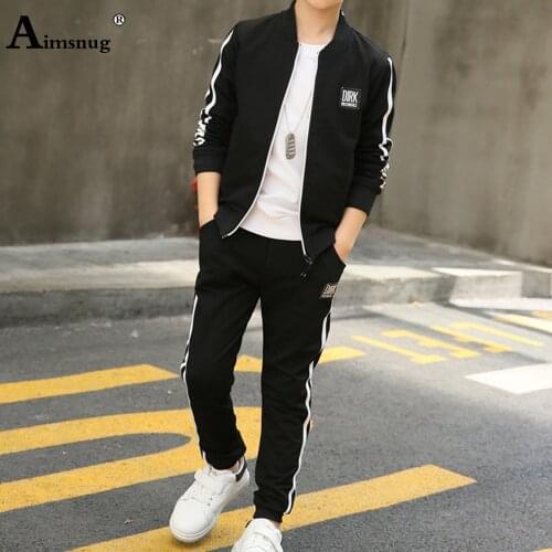 Aimsnug Children Two Pieces Set Boys Zipper Coat and Long Pants Teen Streetwear Kids Clothing 2021 Autumn Fashion 2PS Outfits