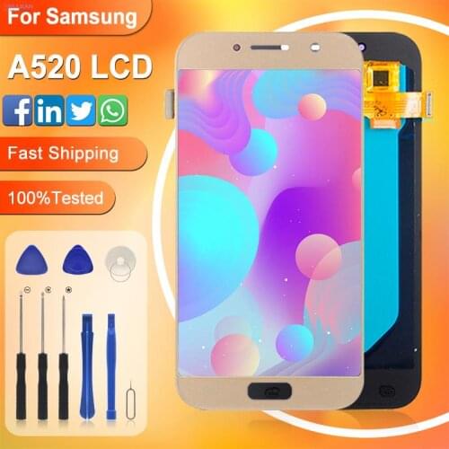 Catteny A520 Display For Samsung Galaxy A5 2017 Lcd Touch Panel Screen Digitizer A520M A520F Assembly Replacement With Frame