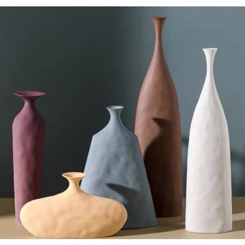 Fiori Ceramic Vase Droogbloemen Original Embryo Creative Interior Decoration Morandi Wine Cabinet Home Living Room Succulent Pot