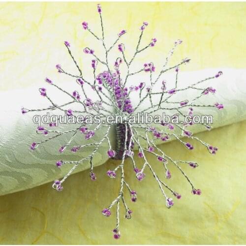 Napkin rings glass beades flower,crystal wholesale napkin holder