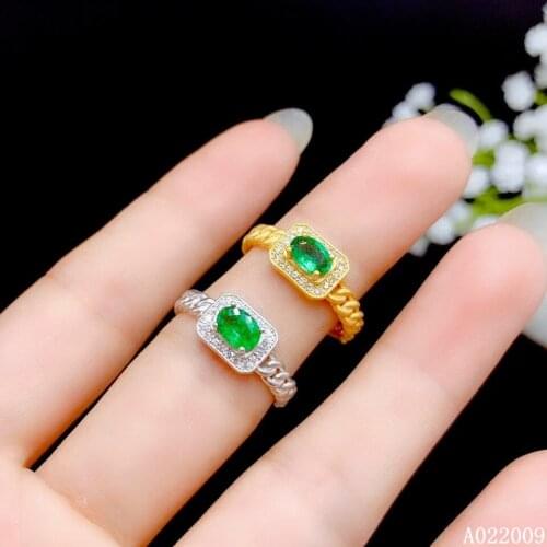 KJJEAXCMY fine jewelry 925 sterling silver inlaid natural emerald new ring luxury girls ring support test