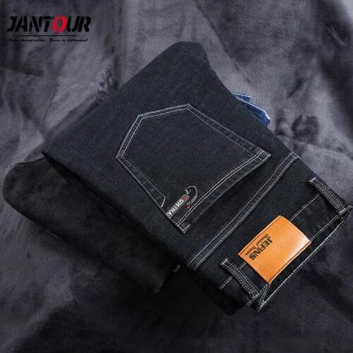 2021 Men Warm Jeans High Quality Famous Brand Winter Denim Jeans Black Thicken Fleece Men Jean Long Trouser 28-35 40 42 44 46