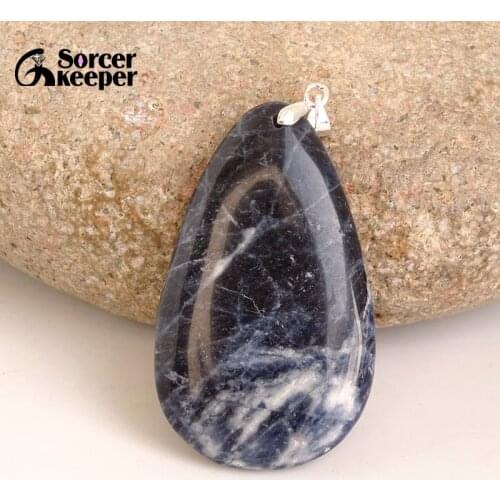 Men Jewelry New Crystal Pendant Necklace Natural Stone Blue Sodalite Beads Agates Reiki Healing Fashion Bijoux Women BA726