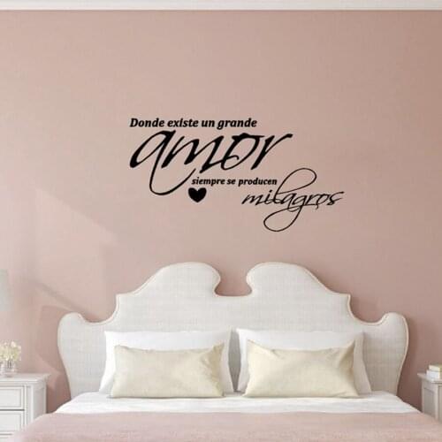 "Arte de la pared dormitorio" Quote Wall Sticker Spanish Pattern Love Vinyl Wall Decals Home Bedroom Decoration Vinyl Art AF078
