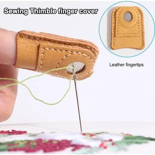 Leather Coin Thimble Soft Artificial Sheepskin Needlework Finger Cover Tip Quilting Thimble Sleeve Handmade Sewing Tools