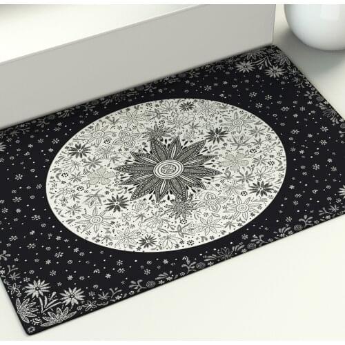 Retro Floor Mat Court Style Soft Area Rugs Large Home Living Room Bedroom Bath Decor Print Kawaii Carpet Datura Mandala Doormat