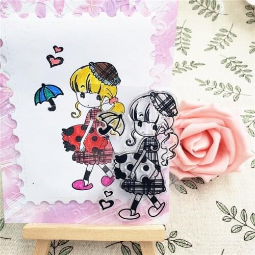 PANFELOU 6*9cm Pillow girl Transparent Silicone Rubber Clear Stamps cartoon for Scrapbooking/DIY Easter wedding album