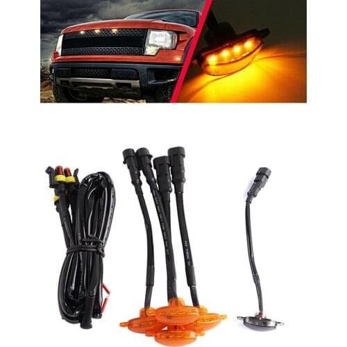 Front Grille Grill Led Light Smoke Raptor Lamp Amber For Ford F-150 F150 Direct Bolt-On Replacement Car Light Modified Cars Tool