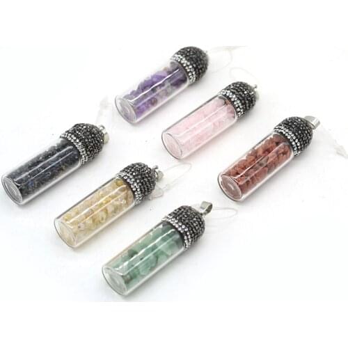 Natural Stone Gravel Pendants Reiki Heal Citrines Amethysts Pendulum Charms for Jewelry Making DIY Women Necklace Earrings