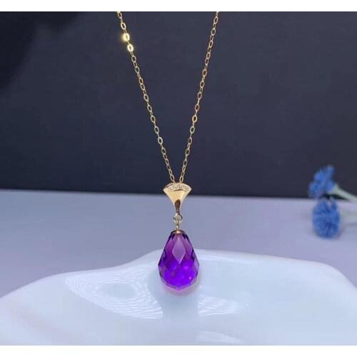 Shilovem 18k yellow piezoelectric amethyst Pendants fine Jewelry women trendy no necklace classic new gift 8*11mm mymz0811555z