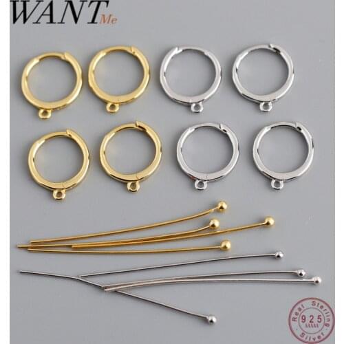 WANTME 925 Sterling Silver Fashion All-match Ear Buckle Earrings for Women Handmade DIY Hoop Drop Earrings Jewelry Accessories
