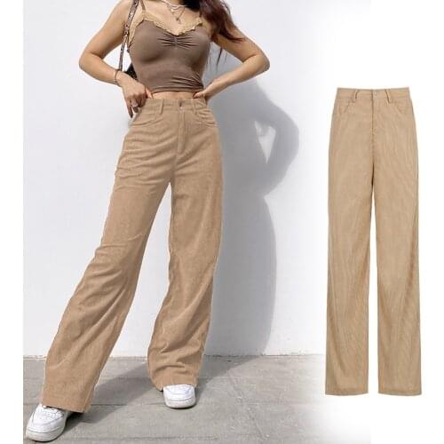 Casual Street Style Jeans Women Pants2021spring Summer Y2k Goth Dark Vintage Brown High Waist Self Cultivation Wide Leg Pants