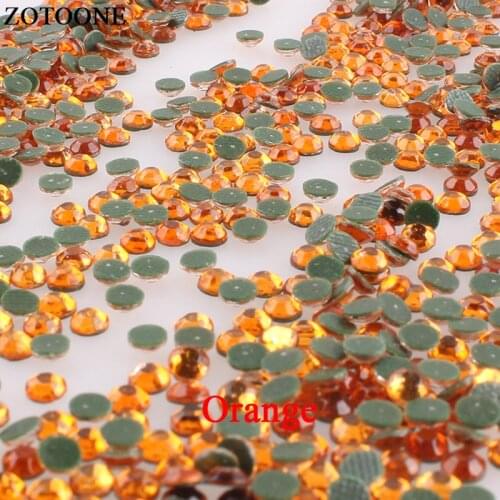 ZOTOONE Orange Hotfix Resin Nail Rhinestones Applique Flatback Rhinestones For Clothing Crafts Fabric Strass Crystal Decoration