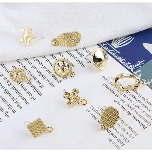 10pcs Korean Fashion Alloy Irregular Geometry Tremella Earrings With Hanging Stud Earrings Women Material Jewelry Accessories