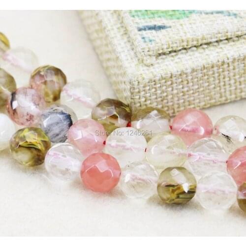 10mm Pink Watermelon Tourmaline Round Beads Accessories Crafts Loose Beads Stone For Necklace Bracelet Faceted Gems DIY Jewelry