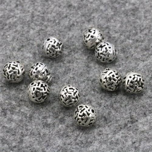 10PCS HOT Hollow Lucky Finding DIY Pendant Copper Beads Button Accessory Girl Jewelry Making Design Women Gifts Crafts 9mm Metal