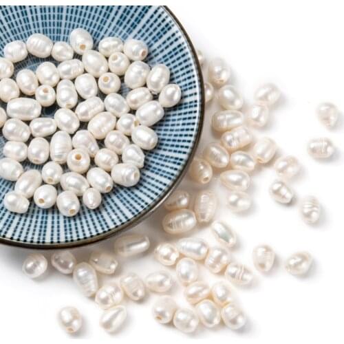 100pcs Natural Freshwater Large Hole Pearl Beads Oval Loose Beads for Bracelet Jewelry Making Accessories DIY Necklace Earring