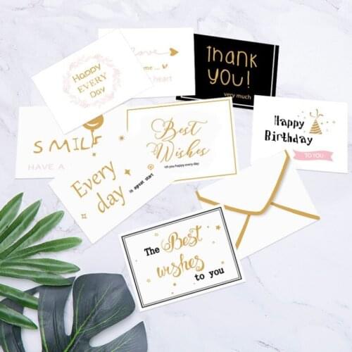 20pcs Foldable hot stamping thank you greeting card with envelope vintage blessing Message Birthday Greeting card