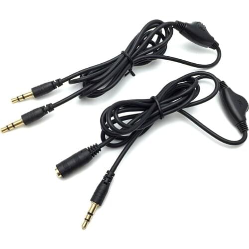 3.5mm Jack AUX Male to 3.5 mm male&Female Adapter Extension Cable M/F Audio Stereo Cord with Volume Control Earphone Headphone