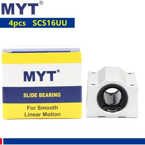 4pcs MYT high precision SCS16UU Linear Ball Bearing Block SC16UU Linear Units for 16mm CNC Router 3d printer parts