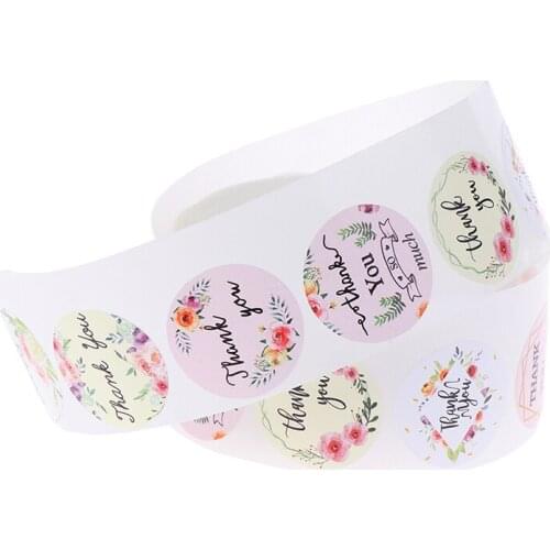 500pcs/roll Thank You Stickers seal labels round label for package personalized decoration stationery sticker Floral