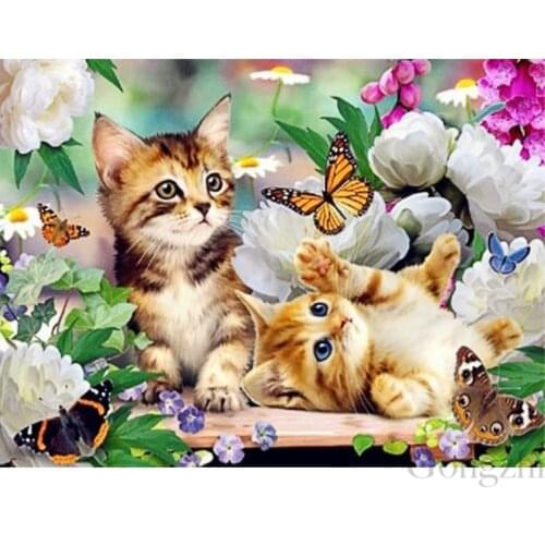 5D Diamond Painting Mosaic Art Full Round Drill Flower Butterflies Cats Picture Rhinestone Embroidery Cross Stitch Kit Art Decor