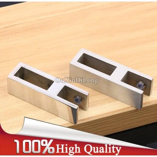 Brand New 2PCS 304 Stainless Steel Frameless Bathroom Shower Roof Square Pipe Hanging Clamps Clips Fixed Holder Brackets