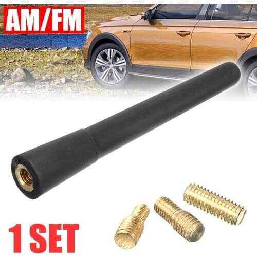 1pcs Car Styling Roof Antenna Enhanced Signal Carbon Fiber Screw Metal Short Stubby Mast Antenna Universal