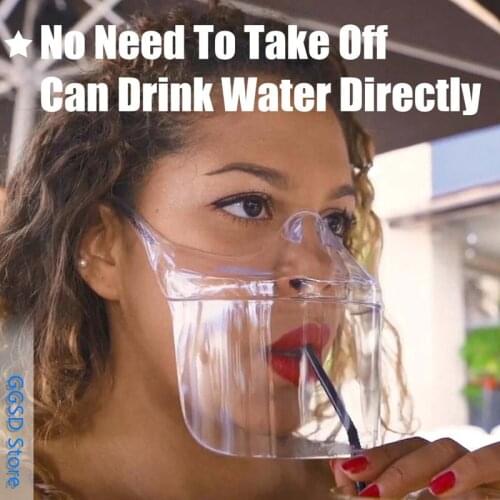 Anti-Droplet-Splash Face Mask Reusable Protective Face Shield Clear Splatter Screen Protector Mouth Cover Kitchen Cooking Tool