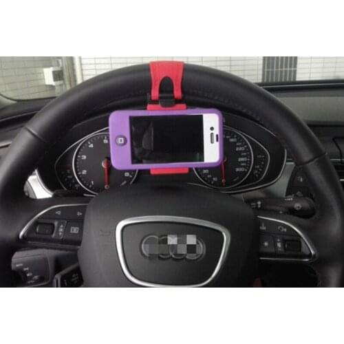 1PCS universal car Steering wheel phone holder stand Silicone red mobile phone bracket GPS support Mounts car stuff