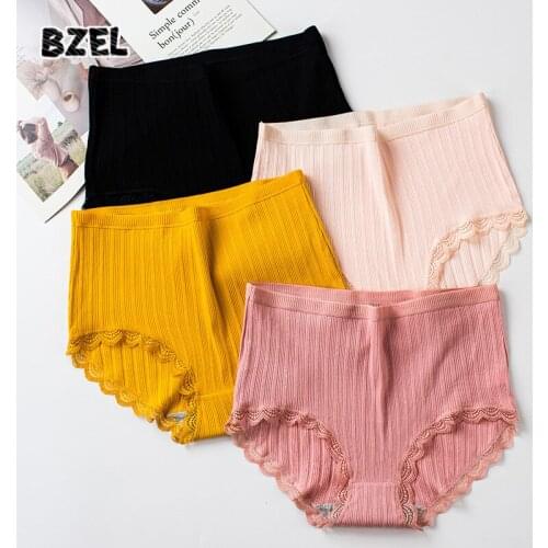 BZEL Sexy Womens Striped Cotton Panties Underwear Seamless Briefs High Waist Fashion Female Comfort Breathable Lady Lingerie