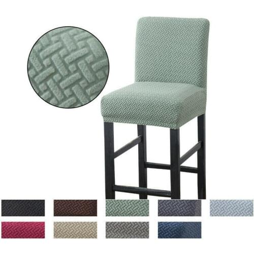 Twill Jacquard Bar Stool Chair Cover Short Back Dining Chair Slipcover Spandex Stretch Case for Counter Chairs Cafe Wedding
