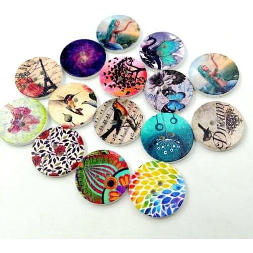 100pcs 2-Holes Wooden Sewing Buttons Round Flatback Buttons Decorative for Scrapbooking Sewing Knitting Dress DIY Crafts