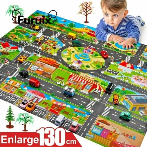 City Parking Lot Roadmap Traffic Road Signs Diecast Alloy Toy Model Car Climbing Mats Baby Play Mat Creeping Carpet