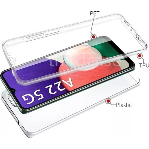 A22 Double Clear PC+TPU Case for Samsung Galaxy A22 5G SM-A226B 6.6 inch A22 4G SM-A225F 6.4 inch 360 Full Shockproof Cover A 22