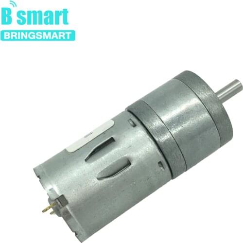 Bringsmart DC Gear Motor 6V 24V With Reversible Gearbox 7.5-1931RPM Electric Motor For Smart Part Car Mini Tools JGA25-370