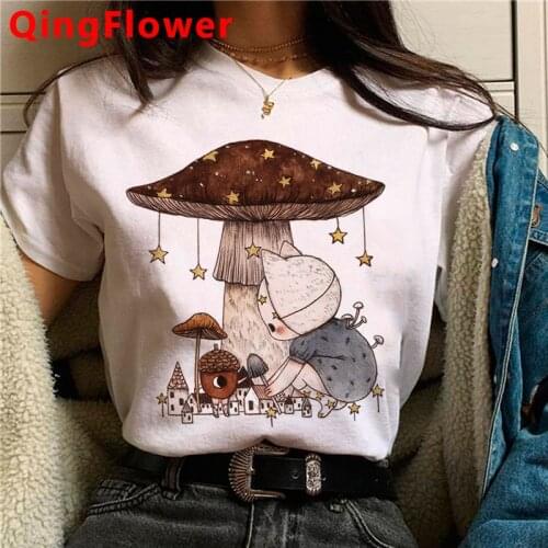 Kawaii Mushroom Harajuku T-Shirts Women Cute Anime Aesthetic Grunge T Shirt Funny Cartoon 90s Tshirt Graphic Top Tees Female