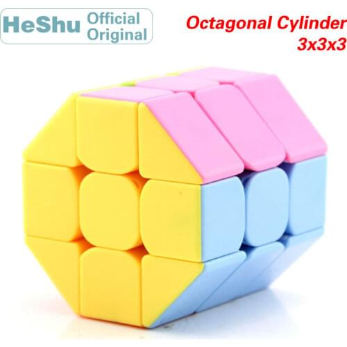 HeShu Octagonal Column Cylinder 3x3x3 Magic Cube 3x3 Speed Twisty Puzzle Brain Teasers Challenging Intelligence Educational Toys