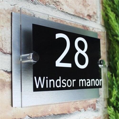 Customized Transparent Acrylic House Number Plaques Sign Plates with Vinyl Films and Aluminum Plastic Backing Panels