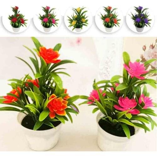 Artificial Fake Lotus Potted Desk Plant Bonsai Wedding Party Artificial Flower Home Decoration