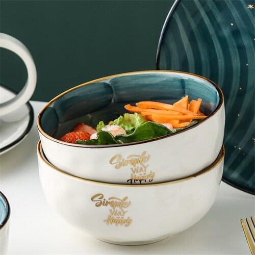 Ceramic Salad Bowl Fruit Dessert Bowl Home Kitchen Tableware Chinese Tableware