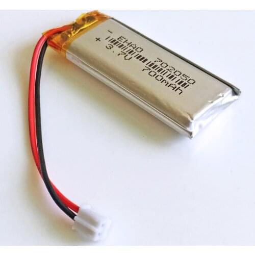 3.7V 700mAh 702050 Lithium Polymer LiPo Rechargeable Battery + JST PH 2.0 2pin Plug For Mp3 headphone PAD DVD E-book bluetooth
