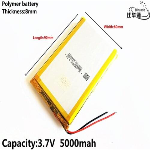 Liter energy battery 2019 Good Qulity 3.7V,5000mAH 806090 Polymer lithium ion / Li-ion battery for tablet pc BANK,GPS,mp3,mp4