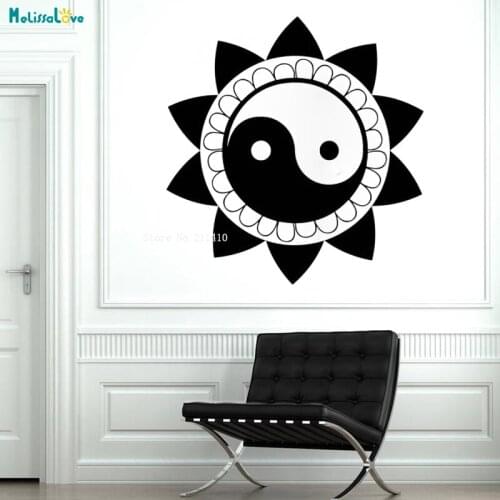 Mandala Wall Art Murals Yin Yang China Buddha Praying Buddhism Yoga Studio Decal Home Decoration Living Room Vinyl YT1375