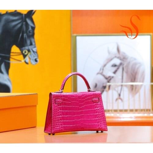 Mini KL,Crocodile,All colors can be customized,Handmade Designer Handbags Famous Women Luxury Genuine Leather Female Top Quality