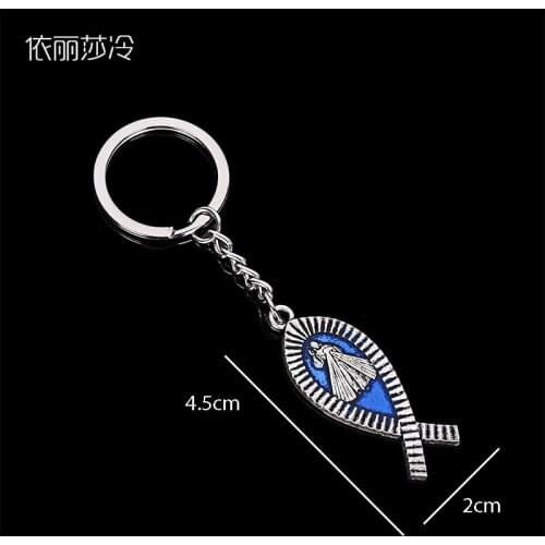 Jesus Fish Cross Pendant Keychain Fashion Jewelry Men Christian Fish Ichthus Jesus Religious Culture Key Ring Gift