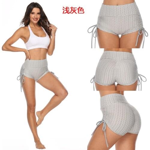 New Style Jacquard Yo-ga Short Pants Womens Shorts High Waist Slim Fitness Shorts Sports Sexy Drawstring Shorts