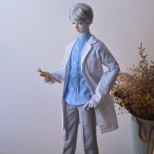BJD doll clothes fit 1/3 1/4 size of Uncle size versatile white coat slender long sleeve jacket jacket doll accessories