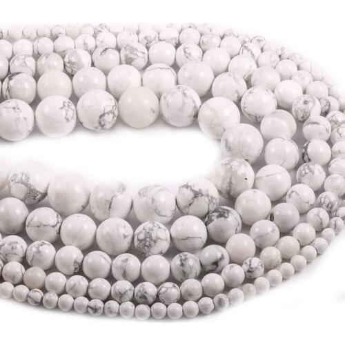 Wholesale Natural Stone White Howlite Turquoises Round Loose Beads 4 6 8 10 12mm For DIY Charm Bracelet Necklace Jewelry Making