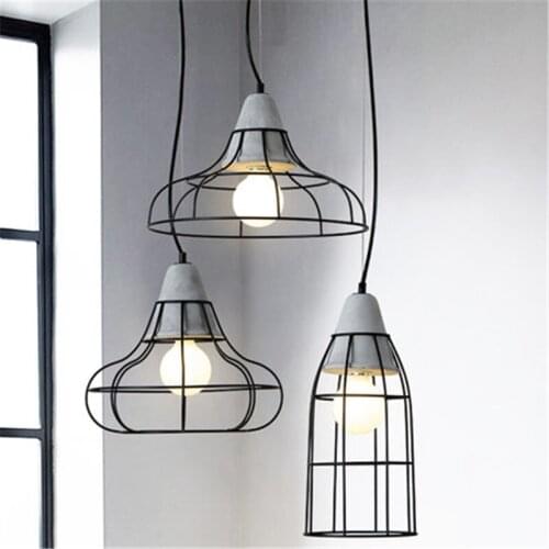 Industrial Vintage LED Pendant Light Iron Cement Hanging Lamp Loft Deco Home Lighting Antique Droplight E27 Fixtures Luminaire